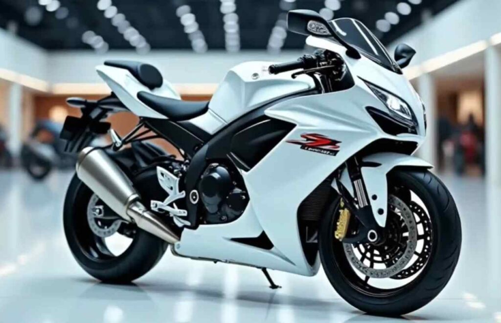 Biela motorka Suzuki Hayabusa