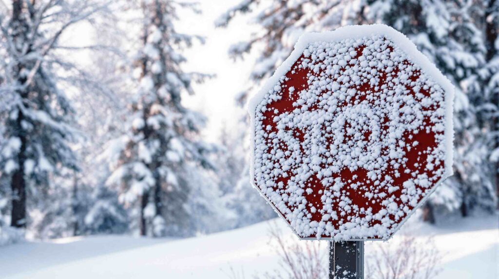 Zasnežená značka stop